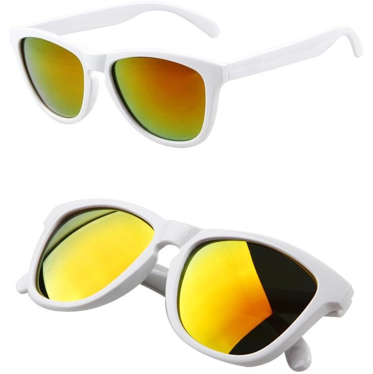 White frame gold lens frogskin style sunglasses
