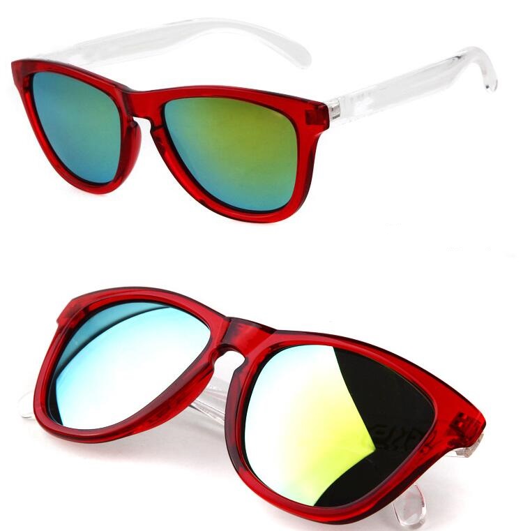 red frame white arms frogskin style sunglasses